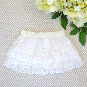 Girls' Tiered & Scalloped Lace Skirt